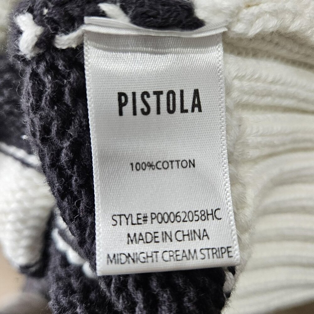 Pistola Sweater Womens XL Midnight Cream Stripe Collared Knit Pullover Academia - Picture 9 of 10